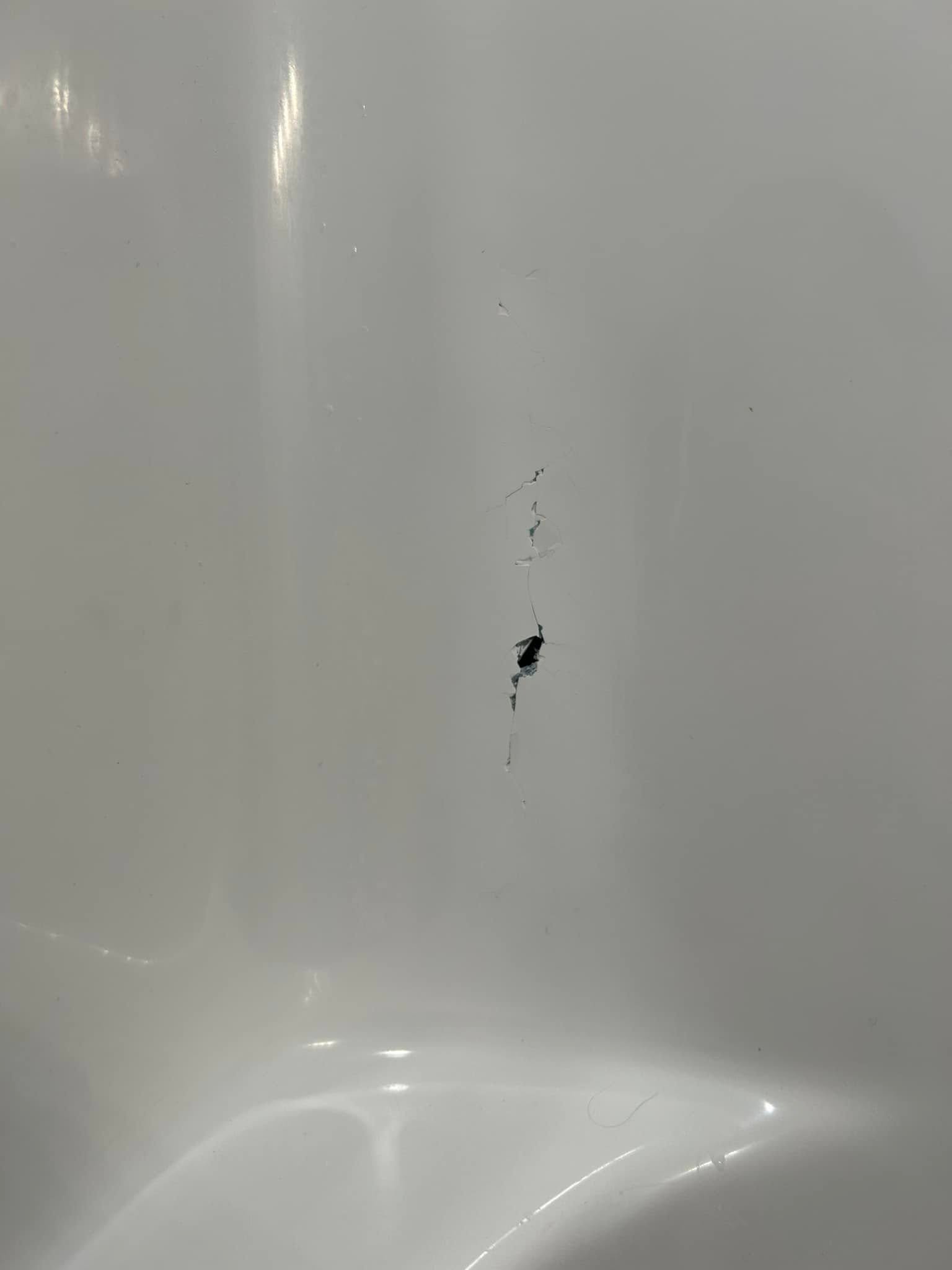 Fiberglass crack before repair